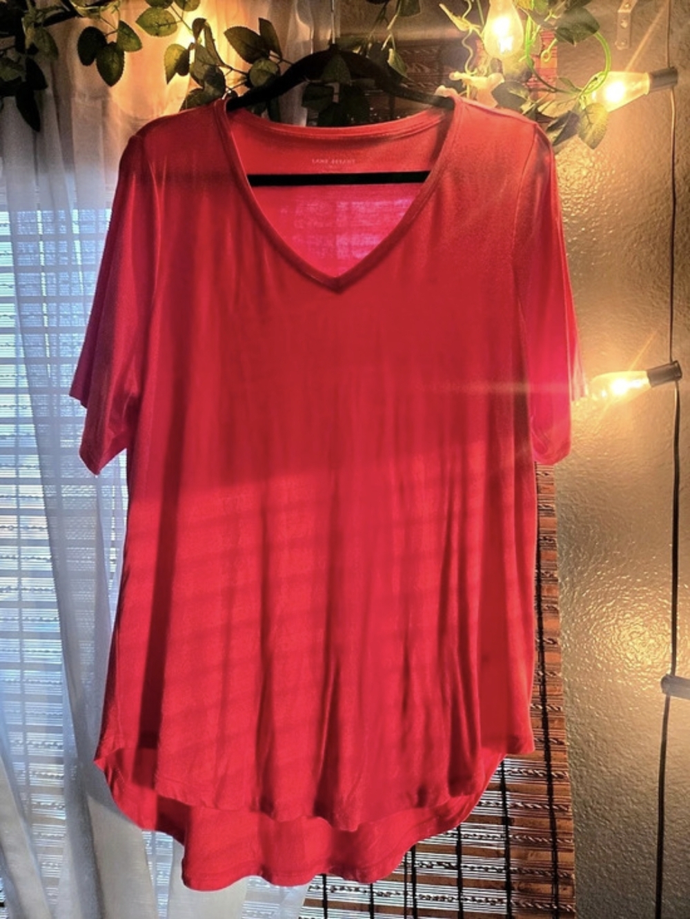 Lane Bryant V-Neck Short Sleeve Tee Pink Tunic EUC